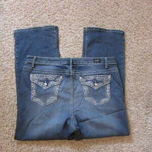 Earl Jeans Slim Boot 22W Rhinestone Button Pockets Zip Fly Whiskered Like New